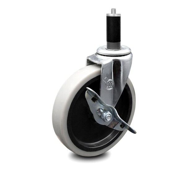 5 Inch Thermoplastic Rubber Wheel 1-1/8 Inch Expanding Stem Caster with Brake